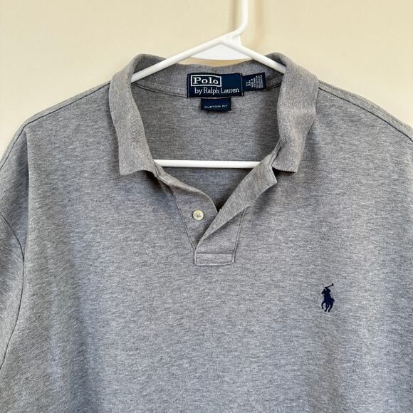 Vintage Polo by Ralph Lauren Custom Fit Short Sleeve Polo Shirt Grey Men's XL - Picture 2 of 9
